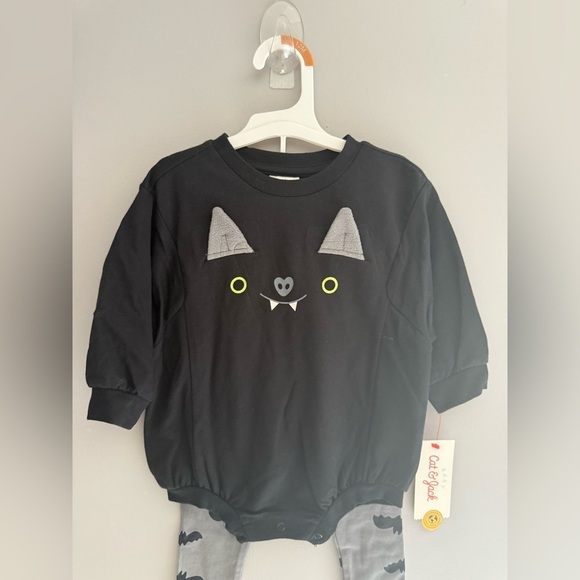 Cat & Jack Baby Halloween Bat Matching Set SZ 12M Long Sleeve Jogger New Fall - Picture 2 of 7